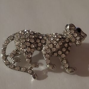 Sparkling Silver Panther Brooch